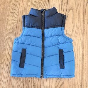 Gymboree Dark & Light Blue Puffer Vest EUC Sz 18-24 Mo BC